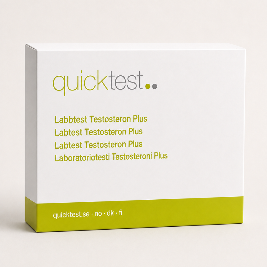 Laaja testosteronitesti - Quicktest laboratoriotesti, pakkaus