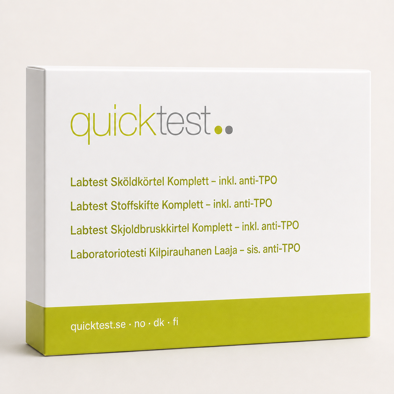 Kilpirauhastesti Laaja - TSH, fT3, fT4 & TPO - Quicktest laboratoriotesti, pakkaus