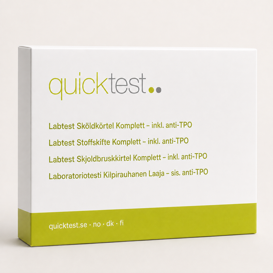 Kilpirauhastesti Laaja - TSH, fT3, fT4 & TPO - Quicktest laboratoriotesti, pakkaus