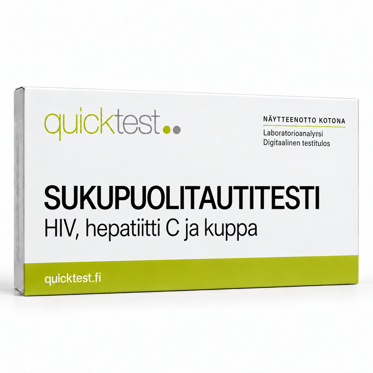 Quicktest SUKUPUOLITAUTITESTI – HIV, hepatiitti C ja kuppa – suomenkielinen tuotekuva
