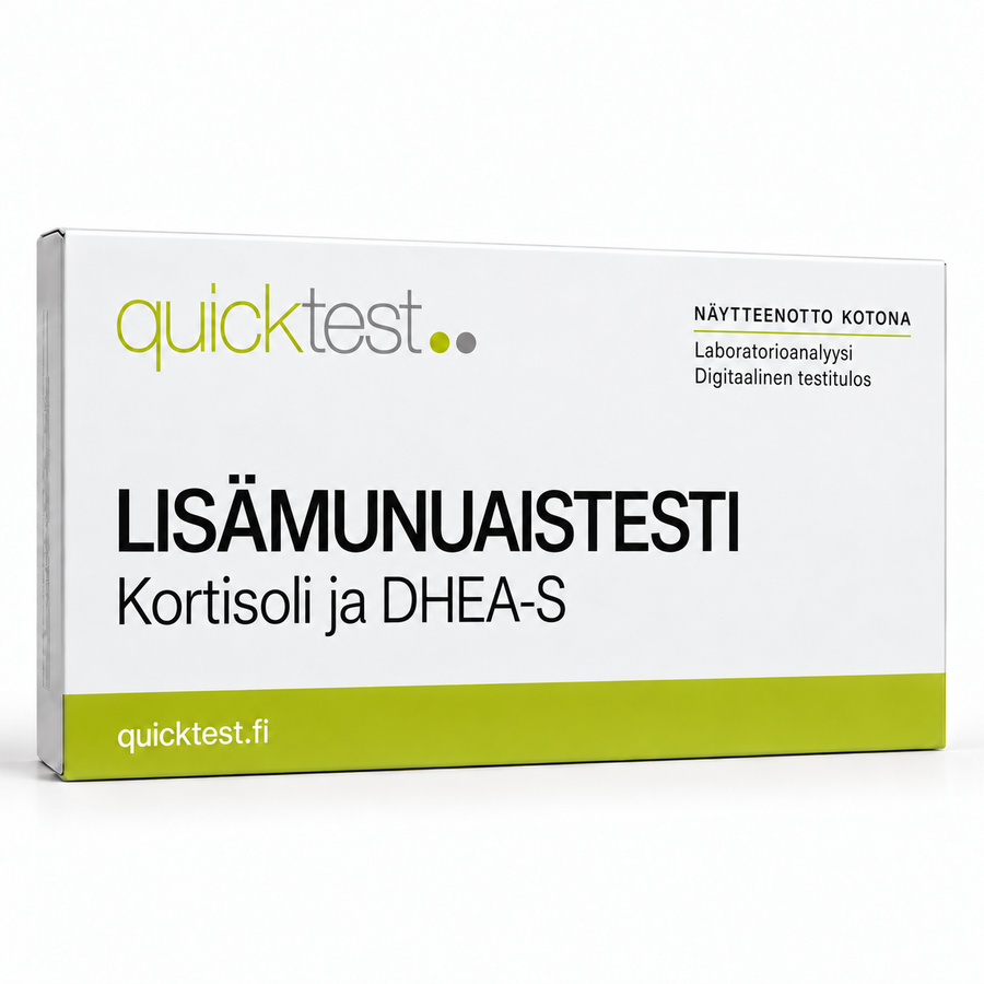 Quicktest LISÄMUNUAISTESTI – Kortisoli ja DHEA-S – suomenkielinen tuotekuva