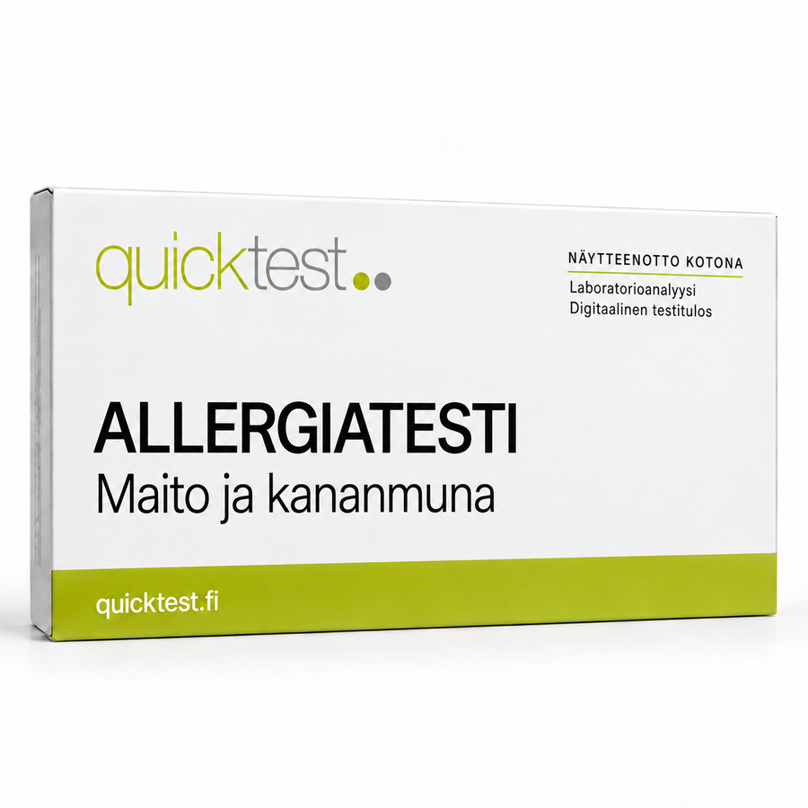Quicktest ALLERGIATESTI – Maito ja kananmuna – suomenkielinen tuotekuva