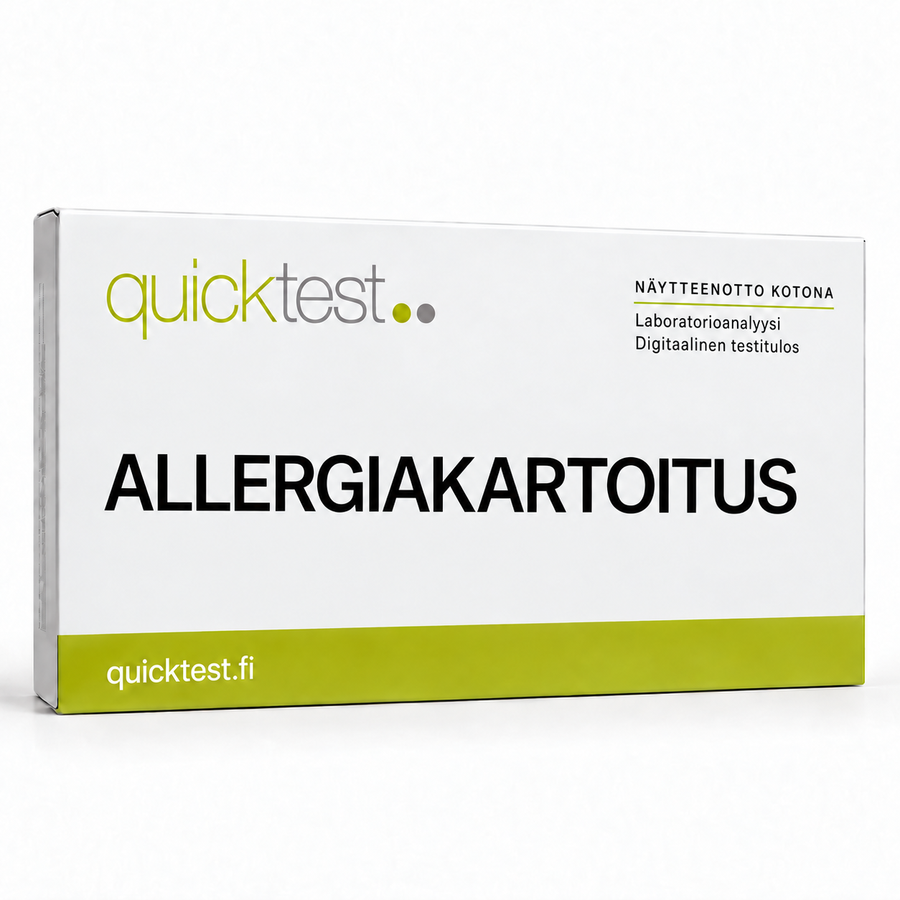 Quicktest Allergiakartoitus – Laboratoriotesti: siitepöly, lemmikit, pölypunkit ja valitut ruoka-aineet.