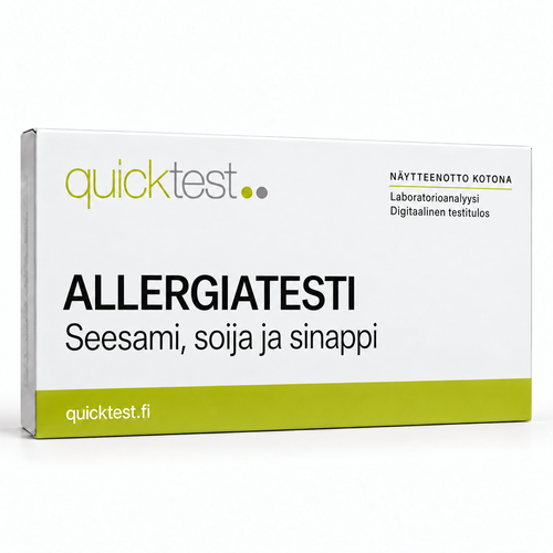 Quicktest ALLERGIATESTI – Seesami, soija ja sinappi – suomenkielinen tuotekuva