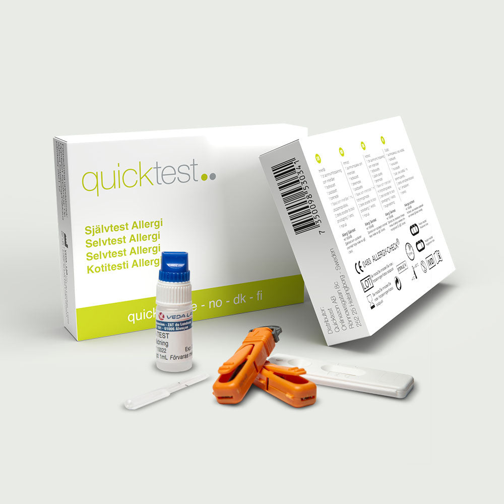 Allergitest – Självtest i 3-i-1 Paket – Allergi, gluten & magsår från Quicktest