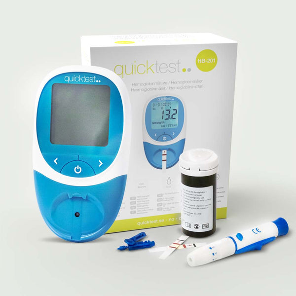 Hb-mittari, sis. 25 testiliuskaa