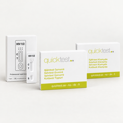 STI-paket med Quicktests klamydiasjälvtest, gonorrésjälvtest och HIV 1/2-test