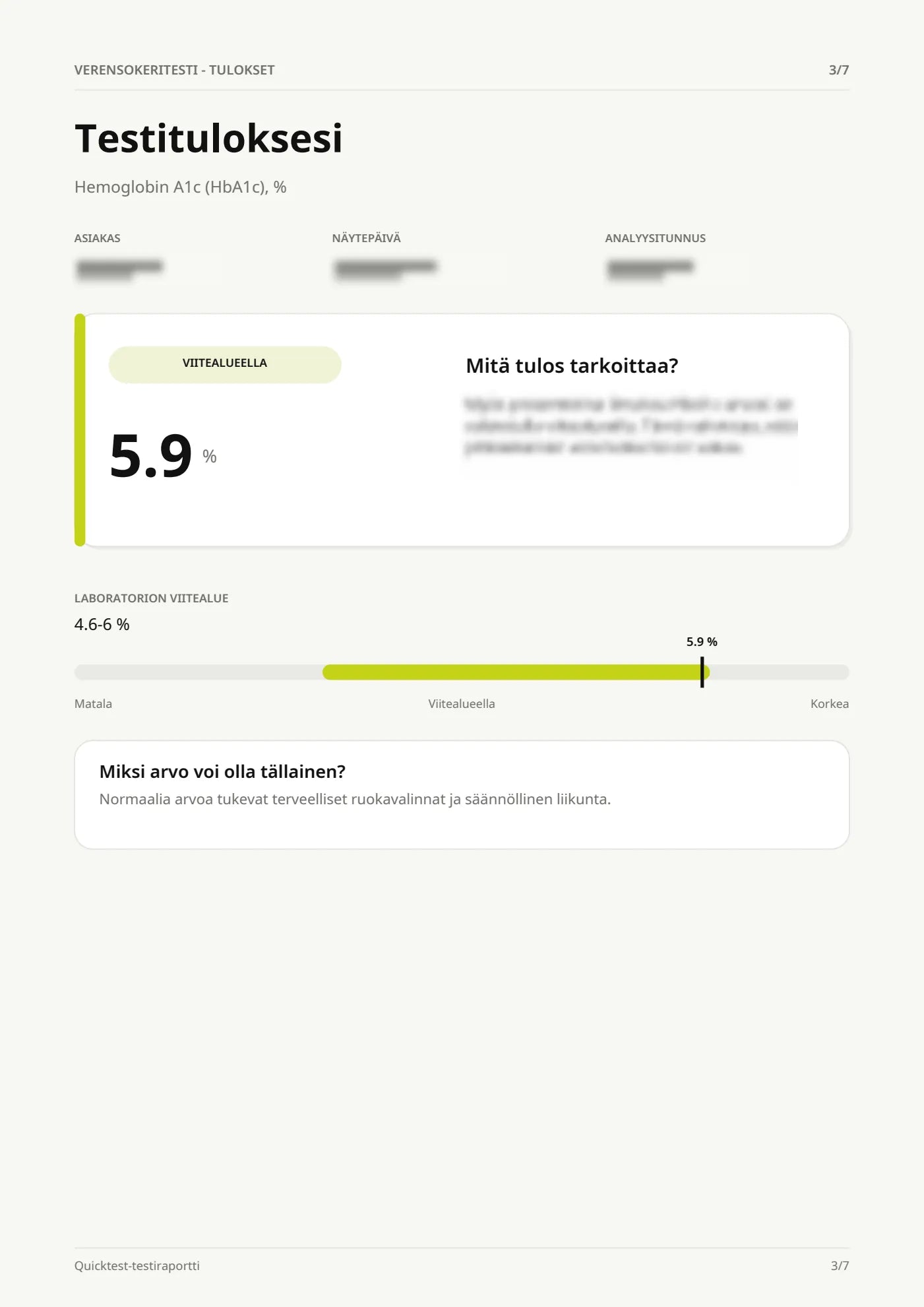 Esimerkki tulosraportista – Sivu 3/7